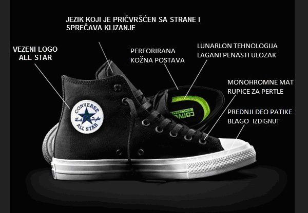 CONVERSE ALL STAR II CHUCK TAYLOR OFFICE SHOES SRBIJA